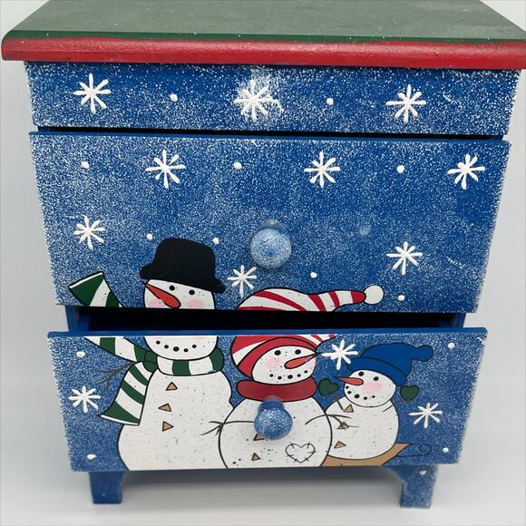 Handpainted Snowman Mini Chest of Drawers - Trinket Box - Jewelry Box - Picture 6 of 6